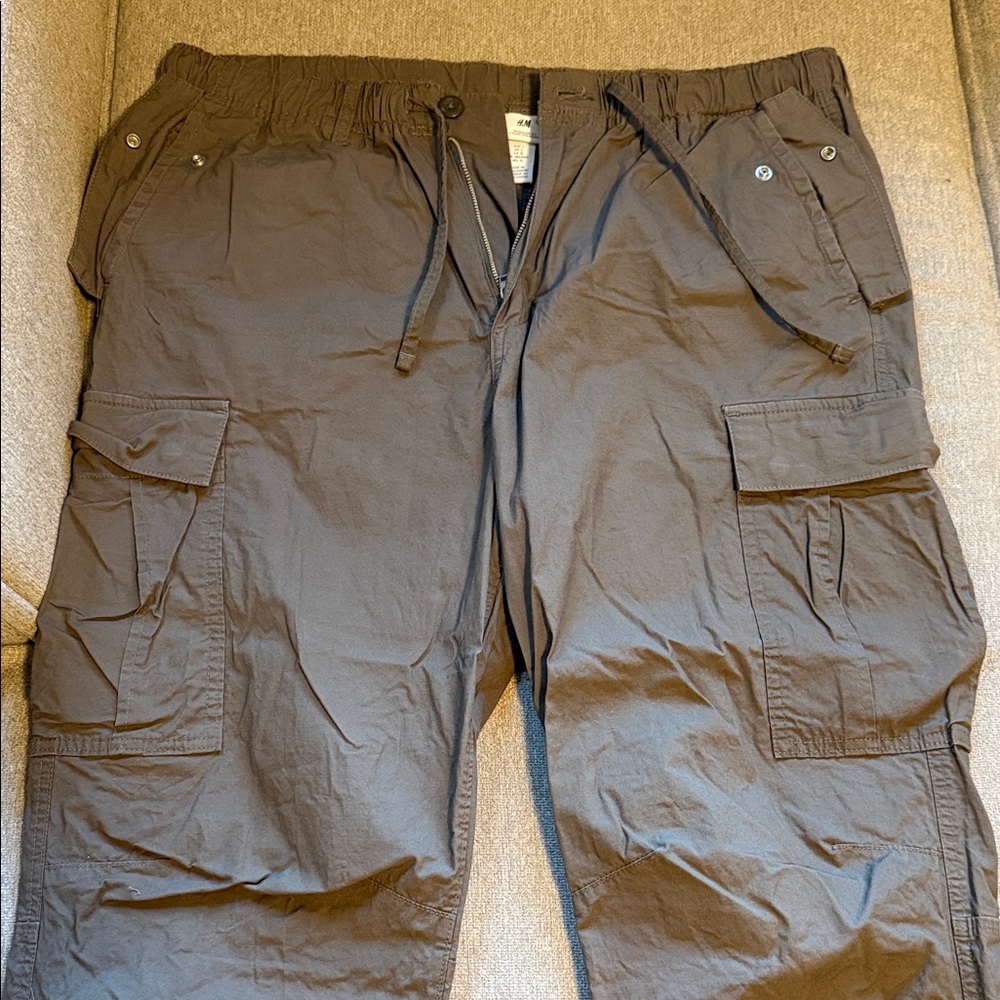 Olive H&M Cargo Pants with Drawstring Waist